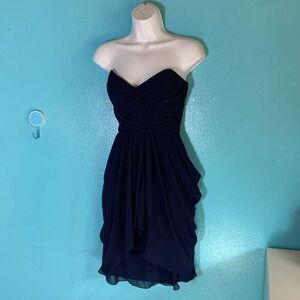 Watters and Watters Womens Size 6 Navy Blue Formal Strapless Dress w/Rear Zipper